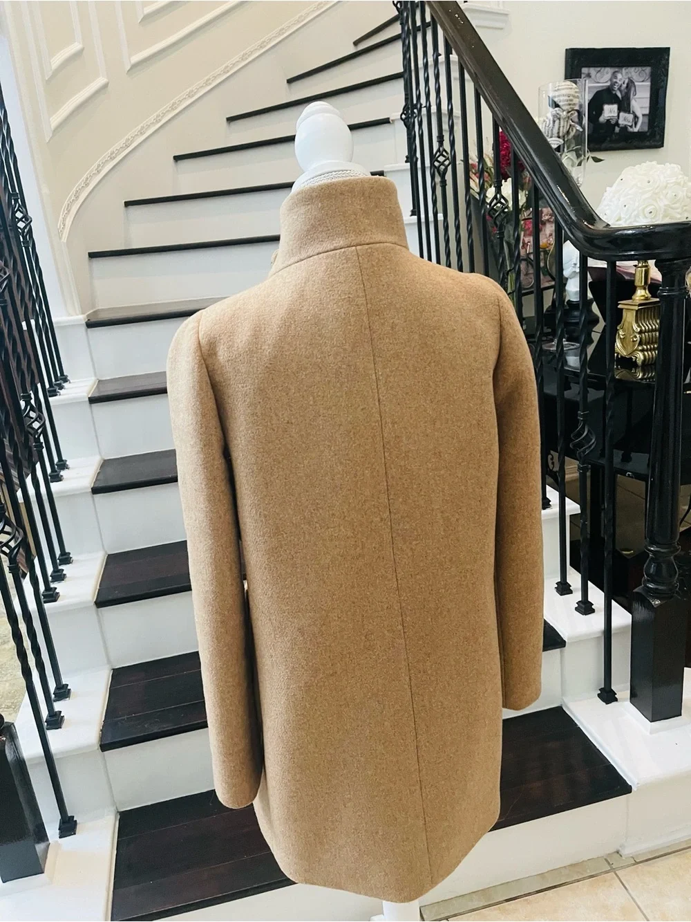 J. Crew Camel Wool-Blend Stand Collar Pea Coat